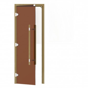 Дверь SAWO 741-3SGD-L-3 7/19 бронза (левая, без порога, кедр, прямая ручка с металлической вставкой)